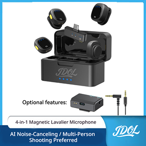 Micrófono Lavalier Inalámbrico 2.4G OEM/ODM D07 Pro Max 4-1 con Luces LED, Cancelación de Ruido, 4 Micrófonos para Vlogging y Uso en Estudio DSLR - Product Image 1