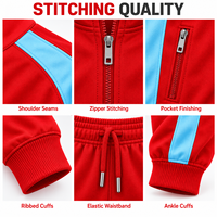 Ensemble de survêtement rouge pour homme grande taille, veste zippée et pantalon de jogging bicolores, tenue de sport pour équipe