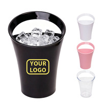Ember Es Bir Plastik 3.2L dengan Logo Kustom, Model Diagonal Single Lift untuk Ember Bar, Tahan Jatuh, Ramah Lingkungan, Portabel untuk Pesta KTV