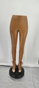 Taglie forti Leggings in pelle a vita alta da donna nero lucido sottile Femme Fitness PU <span class=keywords><strong>Leggins</strong></span> pantaloni svasati Sexy a fasciatura rovesciata - Product Image 5