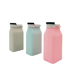 Manufacturer crimp fold milk water bottle food contact with silica gel kettle creative portable travel sports water cup