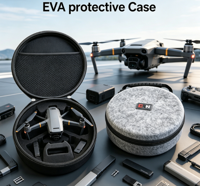 Portable Custom for Mini Drone Carrying Case EVA Hard Shell Zipper Closure Lightweight Classical UAV Remote Protective Box