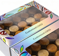 Boîte rigide sur mesure avec fenêtre découpée pour l'emballage de macarons, biscuits, chewing-gums et gelées (carton ondulé recyclable)