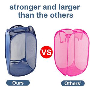 Pop-up Laundry <b>Basket</b> Breathable Mesh Sturdy Zipper Washing Bag <b>Basket</b> <b>Hamper</b> for Easy Load and Unload - Product Image 5
