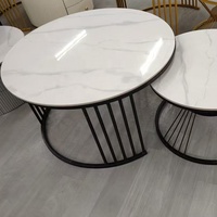 Ensemble de table basse ronde en marbre moderne extensible et durable pour le salon, meubles de maison avec matériau métallique