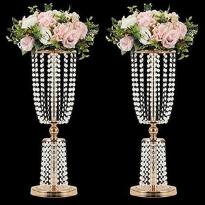 Vases en métal doré modernes avec centre <span class=keywords><strong>de</strong></span> table en cristal, supports à fleurs <span class=keywords><strong>de</strong></span> haute qualité pour centres <span class=keywords><strong>de</strong></span> table <span class=keywords><strong>de</strong></span> mariage et réceptions. - Product Image 2