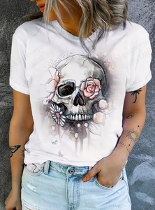 T-shirt da donna con stampa 3D teschio <span class=keywords><strong>Halloween</strong></span> - Product Image 4