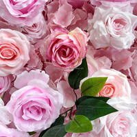 Mur de fleurs artificielles de roses de haute qualité C-055, 2,4 m, rose, pour extérieur, mariage, banquet, fond de scène mobile, décoration murale pour fête