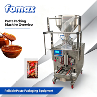 Machine d'emballage industrielle automatique pour petits sachets avec fonction de remplissage pour le ketchup, la pâte de piment, le miel et les sauces.