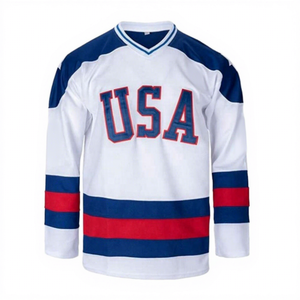 Maillot de hockey sur glace Storm Fit pour homme, col en V, manches longues, évacuation de l'humidité, broderie, coupe régulière adulte, 100 % polyester, antibactérien - Product Image 1