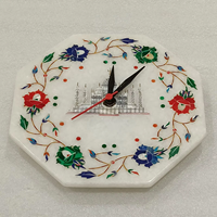 Reloj de Pared Feng Shui con Incrustaciones Hechas a Mano, Diseño Intrincado de Mármol Taj Mahal, Artesanía Única en Piedra, Temas Religiosos de Ángeles, Cruz del Amor