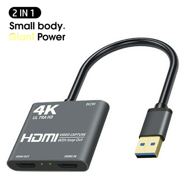 4K USB to HDTV 1080P Video Capture Card for Game Live Streaming Broadcast USB 3.0 Female Audio Video Adaptor