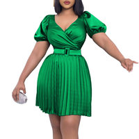 Nouvelle Robe Plissée Élégante pour Femme, Col en V, Taille Cintrée, Style Européen et Américain, Idéale pour l'Été et le Commerce Transfrontalier