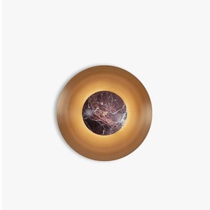 Lámpara de pared redonda moderna de mármol y bronce, fuente de luz LED de 60 cm de diámetro para sala de estar, dormitorio, estudio, sala de exposiciones - Product Image 1