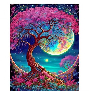 Peinture Diamant Série Paysage Lune Fantastique Arbre à Tronc Courbé Broderie Manuelle Art Ambiance Premium Décoration Murale Coffret Cadeau - Product Image 1