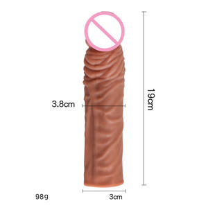 Adult <span class=keywords><strong>PVC</strong></span> Male Sex Toy Wieder verwendbare Penis Kondom Penis hülle für die Verlängerung des bequemen Begleiters des Mannes - Product Image 2
