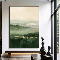 Peinture abstraite de paysage texturé peinte à la main, peinture décorative d'intérieur avec cadre pour décoration murale