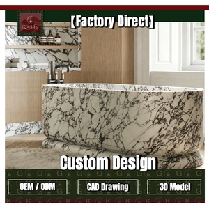 Vasca da Bagno Ovale Freestanding in Marmo Calacatta Viola GOLDKING con Vene Grigie Intense per <span class=keywords><strong>Hotel</strong></span> e Ville - Product Image 1