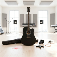 Guitare acoustique Dreadnought en tilleul 41'' – Pack complet pour étudiant – Ensemble de guitare folk pour la pratique – Vente en gros