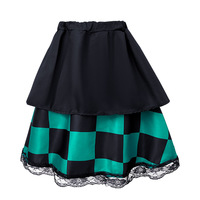 Disfraz de Kimono de Demon Slayer para Mujer Adulta, Vestido de Cosplay de Anime a Cuadros Verde y Rosa, 85% Tela