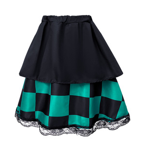 Disfraz de Kimono de Demon Slayer para Mujer, Vestido a Cuadros Verde y Rosa, Traje de Cosplay de Anime - Product Image 4