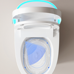 WC intelligent allongé avec bidet, siège chauffant, arrêt automatique, capteur de pied, eau chaude, séchage, télécommande, affichage LED, veilleuse - Product Image 4