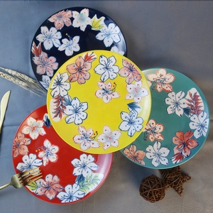 Venta al por mayor 8 pulgadas ronda bajo vidriado Color pintura de la mano de la cena de cerámica placas - Product Image 3