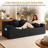 Neu Eingetroffene Schwarze Kleine Cloud-Couch 3-Sitzer Modernes Kleines Wohnzimmer 71 Zoll Breite Moderne Cloud-Couch