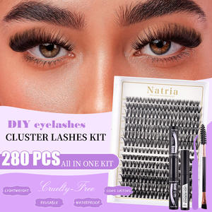 Ensemble de cils D-curl 280 bouquets 30D/40D, DIY, segmentés, naturels, bouclés, <span class=keywords><strong>volumineux</strong></span>, longue durée, sans perte de poils - Product Image 5