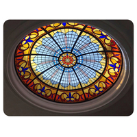 Dôme de puits de lumière en verre teinté au plomb pour l'éclairage naturel, vente en gros d'usine, art de la mosaïque personnalisé, dôme de puits de lumière en verre teinté