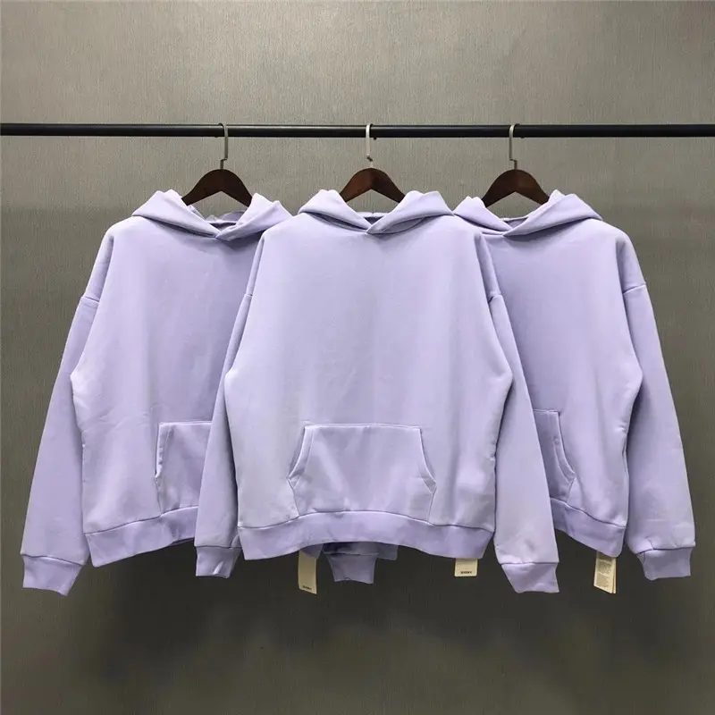 Kanye West Light Purple Season 6 Hoodie Men Women Oversize Cotton Lining Plus Velvet Season Series Pullovers Solid Sweatshirt