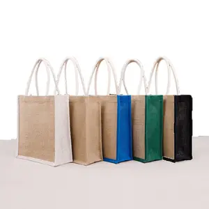Impressão colorida personalizada de alta qualidade aceita sacos de juta com logotipo personalizado