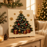 Peinture diamant de Noël, art de la broderie de perles, toile murale à suspendre, décoration faite main DIY, 20cm x 20cm, cadeau de Noël