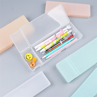 Boîte à crayons en PVC transparente et jolie, en plastique, transparente et claire, trousse à crayons en PP pour fournitures scolaires, étudiants, bon marché