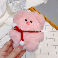 Porte-clés en peluche tête de cochon couineur, mini-breloque mignonne style princesse de grande valeur, logo personnalisé gratuit
