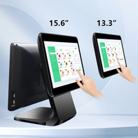 Sistema POS de Doble Pantalla de 15.6 Pulgadas Todo en Uno, Pantalla Táctil Capacitiva, Terminal POS I3