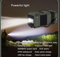 Lampe de poche solaire et à manivelle 14W, 10000 mAh, lanterne de camping avec SOS et radio FM domestique NOAA DAB Plus pour la survie
