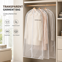 Transparenter Kleidersack aus PEVA, staubdicht, feuchtigkeitsbeständig, atmungsaktiv, zum Aufhängen von Anzügen und Kleidern, mit Reißverschluss, individuelles Logo