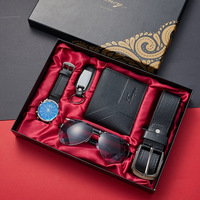 Set Hadiah Kertas Minimalis Modern Pria: Sabuk, Dompet, Parfum, Gantungan Kunci, Pulpen, Jam Tangan Quartz - Kemewahan Praktis untuk Tahun Baru dan Wisuda