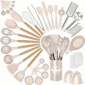 Ensemble d'ustensiles de cuisine en silicone écologique et durable, 42 pièces, couleur violette, résistant au lave-vaisselle et au micro-ondes, gadgets de cuisson et de pâtisserie pour la maison - Product Image 3