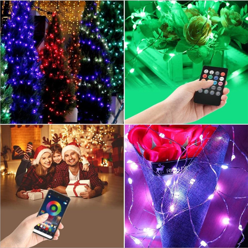 Smart bluetooth Christmas hot style 20 key USBRGB 7 colour copper lamp LED outdoor atmosphere of the color of lamps light string