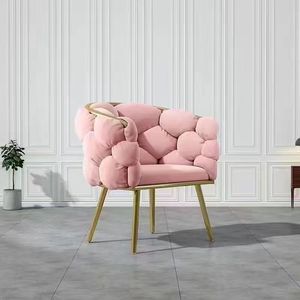 Silla de maquillaje para dormitorio de niña, taburete de tocador de lujo ligero, silla moderna y sencilla con respaldo para el hogar, silla de salón de uñas ideal para Instagram - Product Image 3