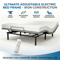 Cadre de lit électrique robuste, capacité 300 kg, inclinaison réglable de la tête et des pieds, base de lit pliable en métal avec télécommande pour soins à domicile