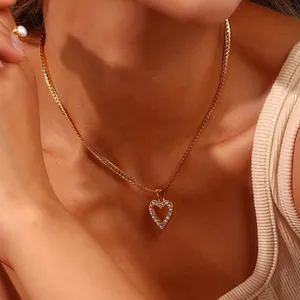 Collana pendente a catena cubana in acciaio inossidabile placcato oro 18K di alta qualità nuovo Design a forma di cuore