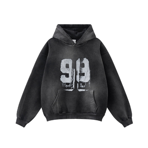 Logotipo personalizado French Terry Hoodie <span class=keywords><strong>Dgt</strong></span> Print Screen Print Sudaderas con capucha gráficas Acid Wash Vintage Wash Cropped Hoodie Hombres - Product Image 3