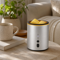 Lampe chauffe-cire électrique de luxe haut de gamme à base métallique grise, sans flamme, à intensité variable, chauffe-bougie parfumée USB, lumière décorative d'aromathérapie