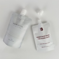 Pochette souple à bec verseur en PE pour emballages cosmétiques – Fermeture éclair douce au toucher pour crème contour des yeux, shampoing, masque facial et soins de la peau