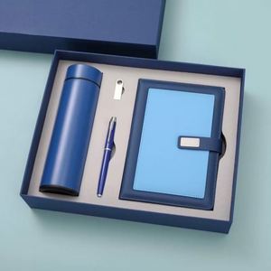 Wholesale Promotional Luxury Notebook <b>Journal</b> for Gift Custom Business Diary Blue PU Leather Notepad Corporate Gift Set With Pen - Product Image 3