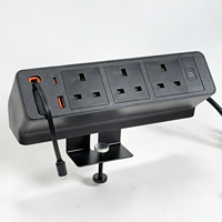 Console de charge intégrée au bureau Factory Furniture Edge, organisateur de bureau à trois prises avec PD20W Type C et 18W USB-A