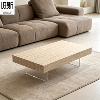 Table basse moderne en travertin avec un design rectangulaire simple, fabriquée à la main et décorative, durable, écologique, meubles de salon